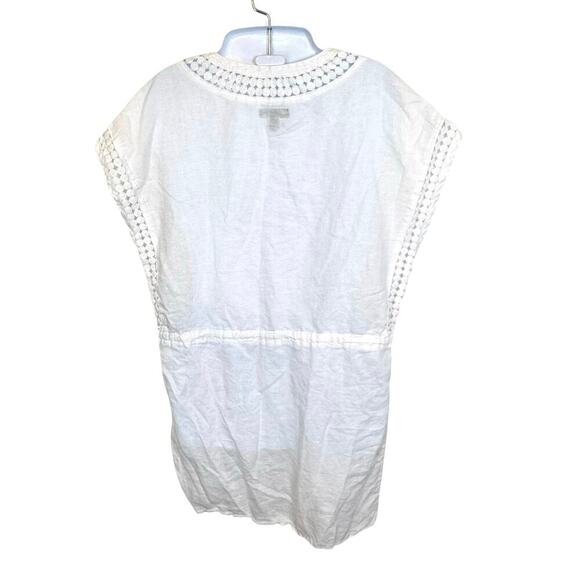 J. CREW White Embroidered Linen Beach Swimsuit Cover-Up Tunic Tassel Sz XXS - Picture 8 of 12